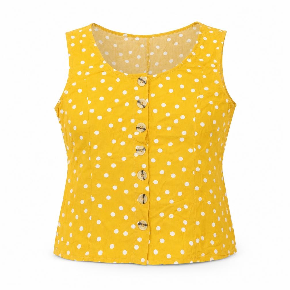 Womens UK Size 10 Warehouse Yellow Basic Button-Up