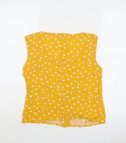 Womens UK Size 10 Warehouse Yellow Basic Button-Up