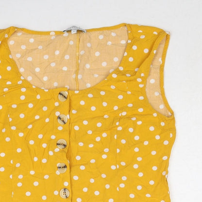 Womens UK Size 10 Warehouse Yellow Basic Button-Up