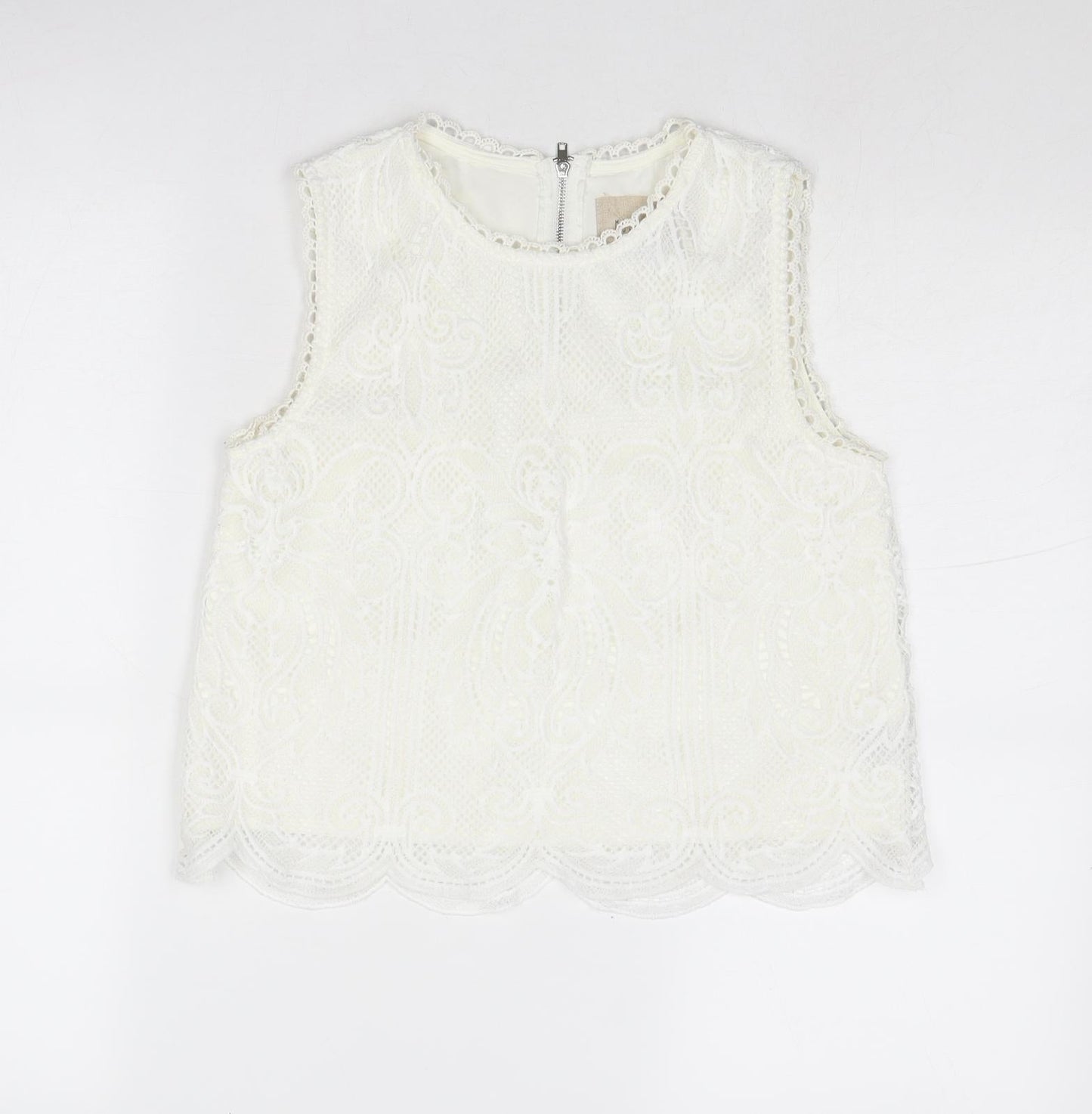 Moon River Womens White Polyester Basic Tank Size XS Round Neck