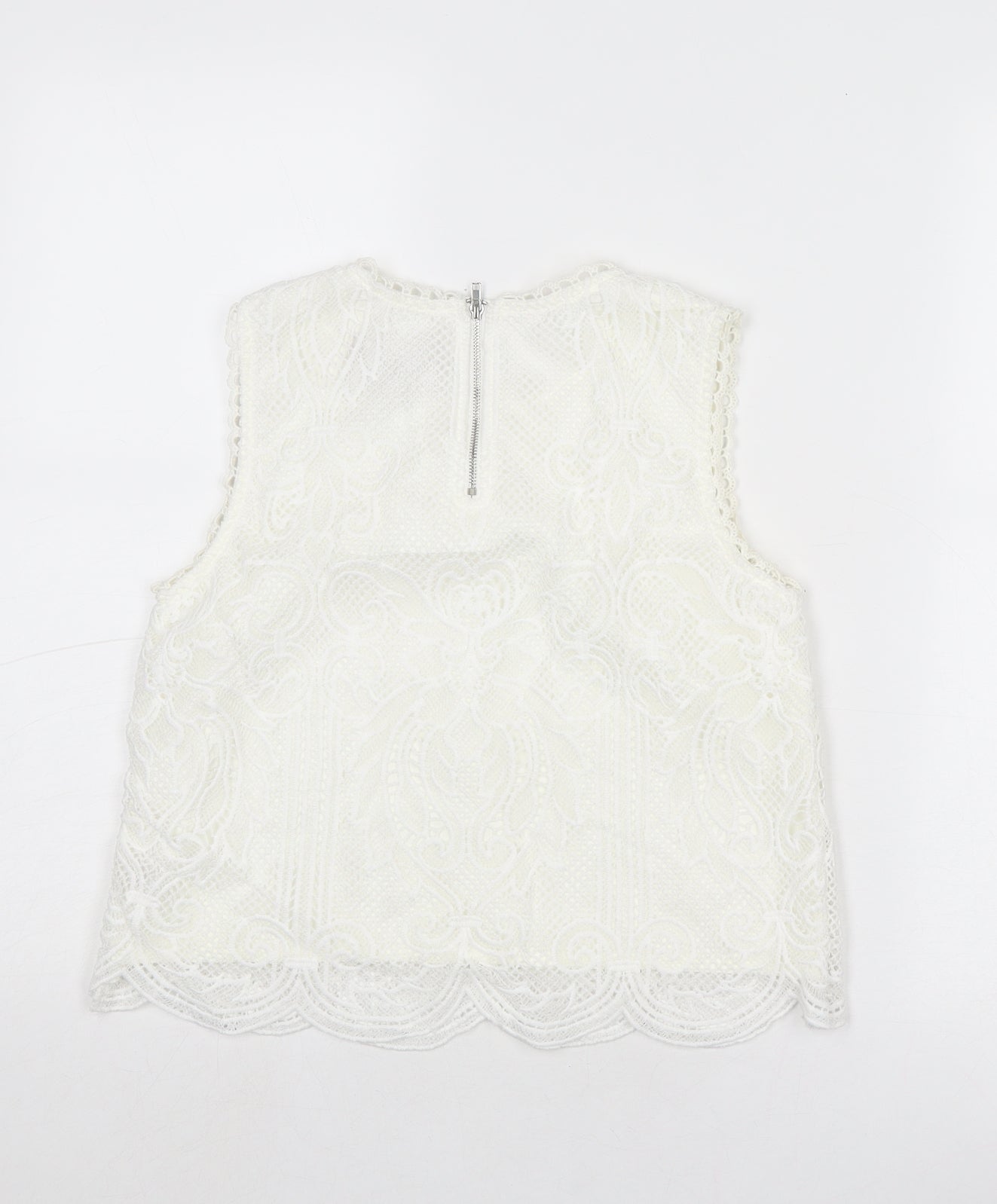Moon River Womens White Polyester Basic Tank Size XS Round Neck