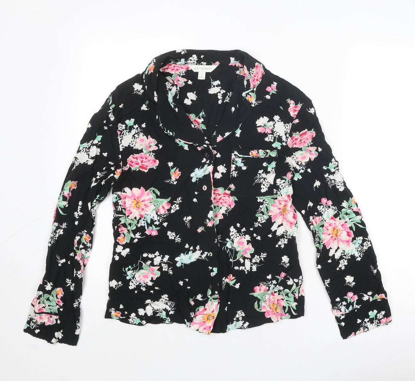 Womens UK Size 6 Marks and Spencer Black Basic Button-Up
