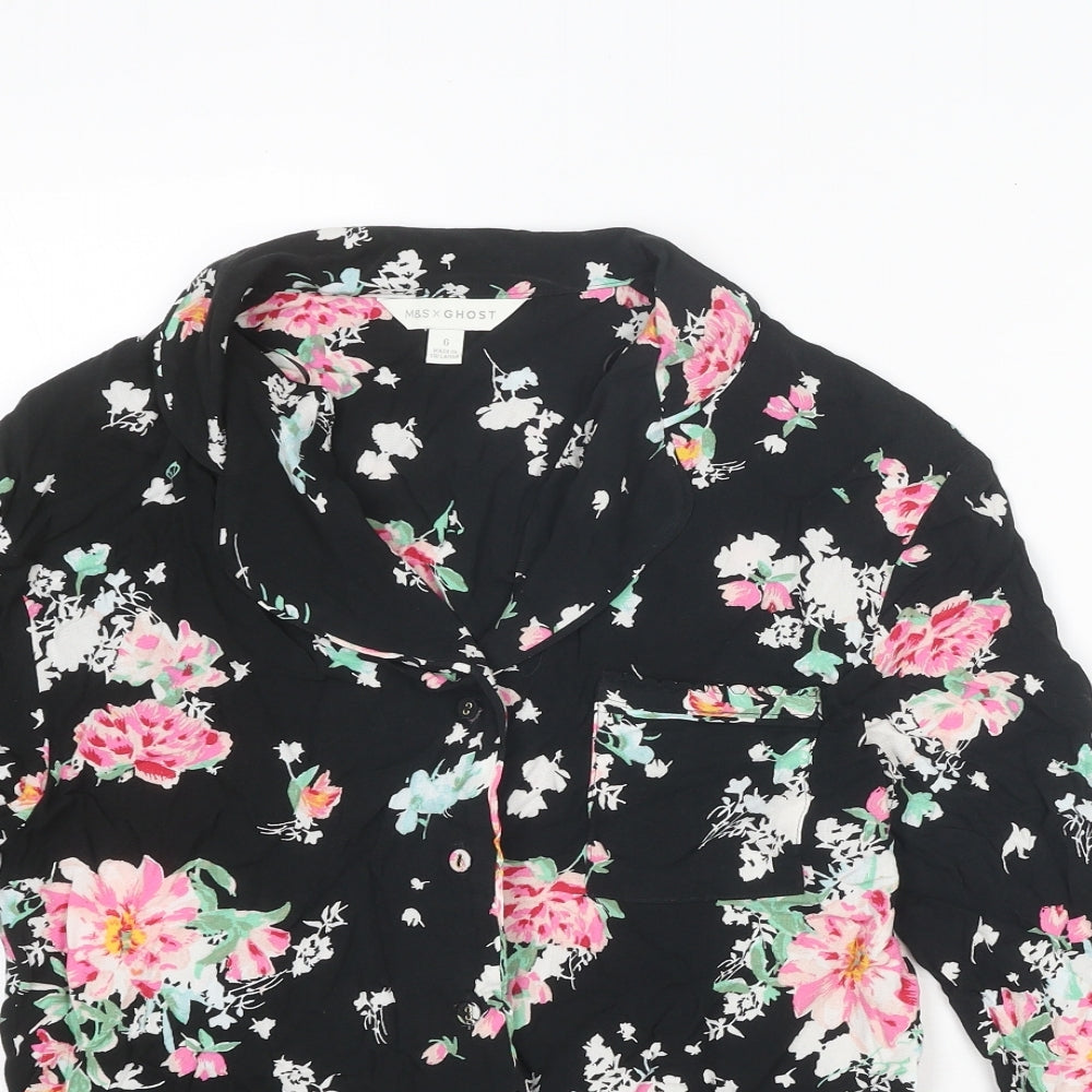 Womens UK Size 6 Marks and Spencer Black Basic Button-Up
