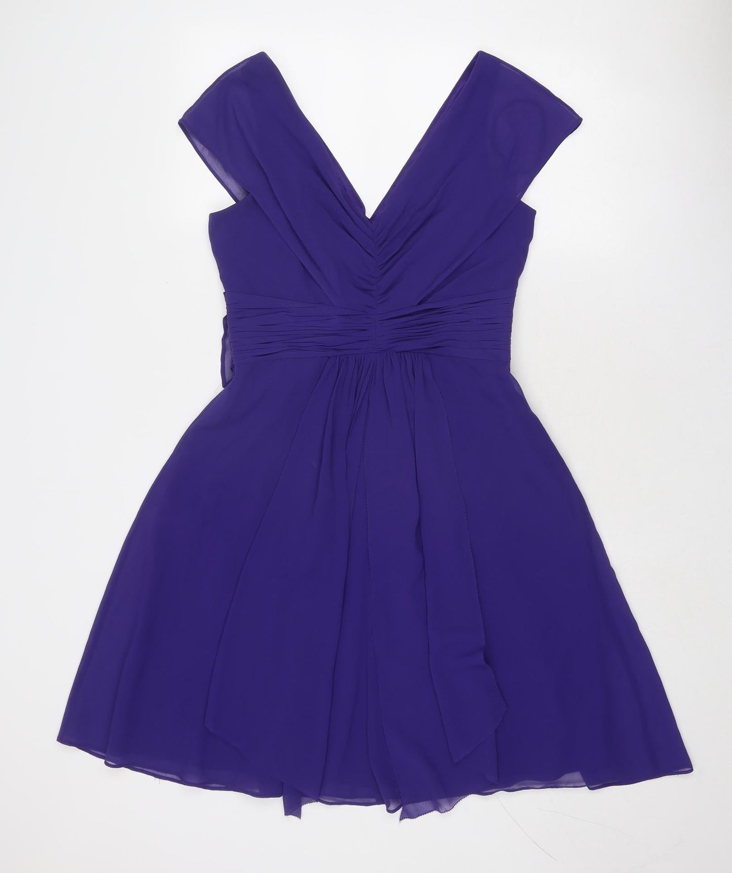 Coast Womens Purple Polyester Fit & Flare Size 10 V-Neck Zip