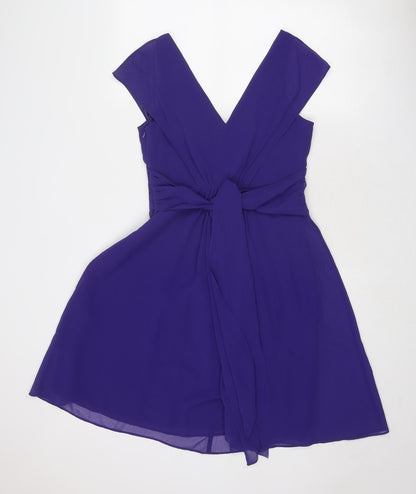 Coast Womens Purple Polyester Fit & Flare Size 10 V-Neck Zip