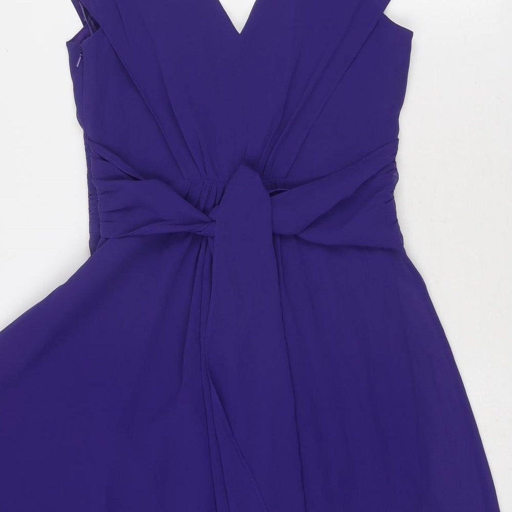 Coast Womens Purple Polyester Fit & Flare Size 10 V-Neck Zip