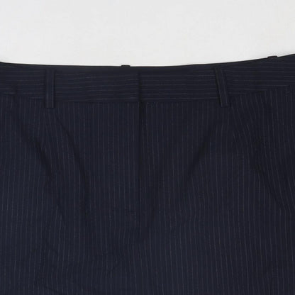 Marks and Spencer Womens Blue Striped Polyester A-Line Skirt Size 18 Zip