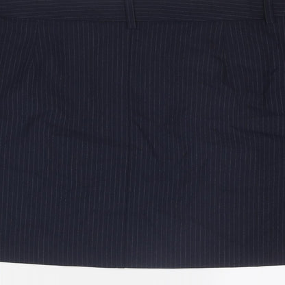 Marks and Spencer Womens Blue Striped Polyester A-Line Skirt Size 18 Zip