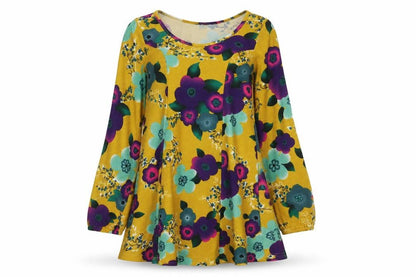 Indulgence Womens Multicoloured Floral Wool Trapeze & Swing Size S Round Neck Pullover - Size S-M