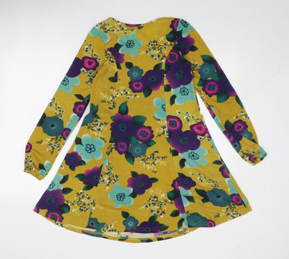 Indulgence Womens Multicoloured Floral Wool Trapeze & Swing Size S Round Neck Pullover - Size S-M