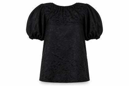 Marks and Spencer Womens Black Geometric Polyester A-Line Size 14 Round Neck Button
