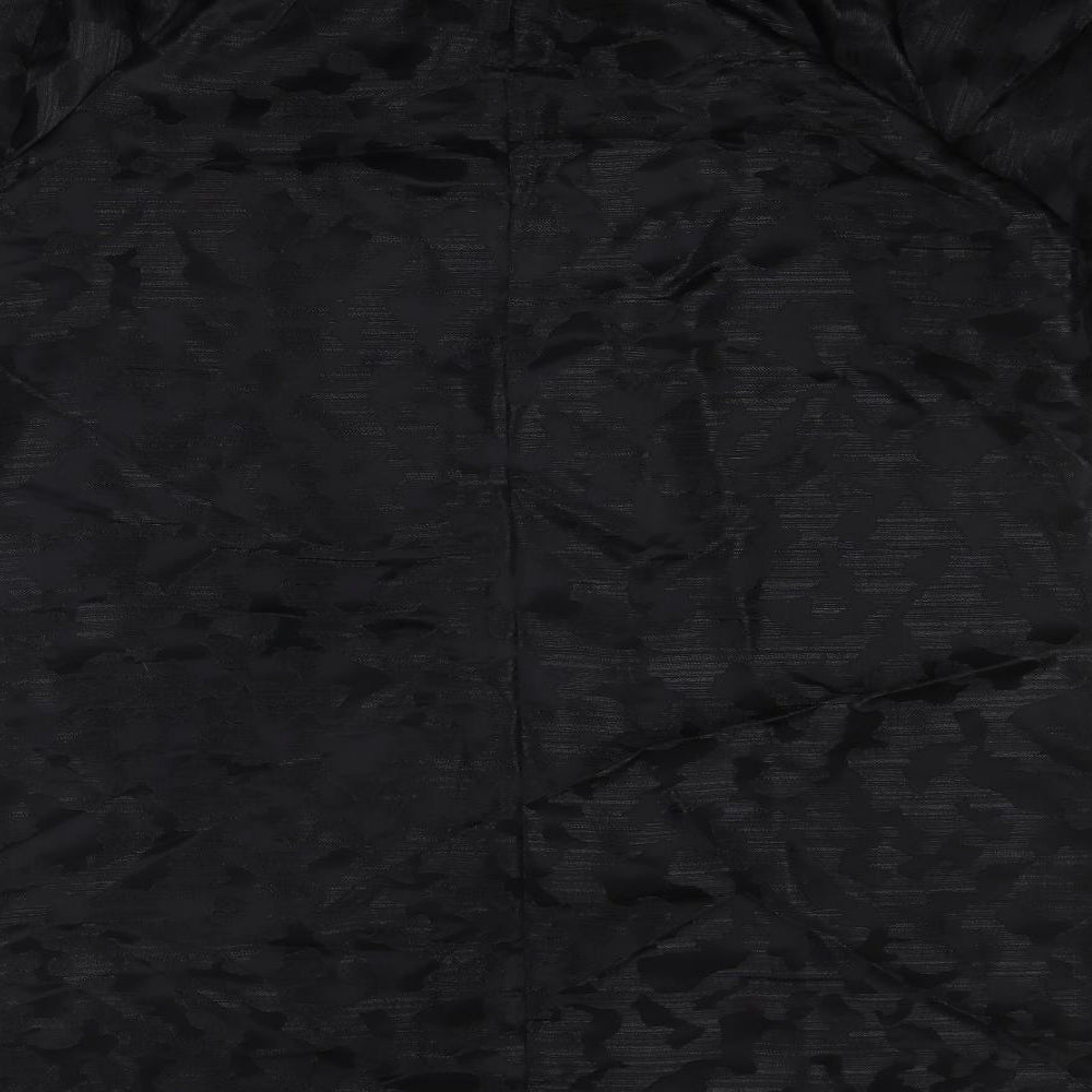 Marks and Spencer Womens Black Geometric Polyester A-Line Size 14 Round Neck Button