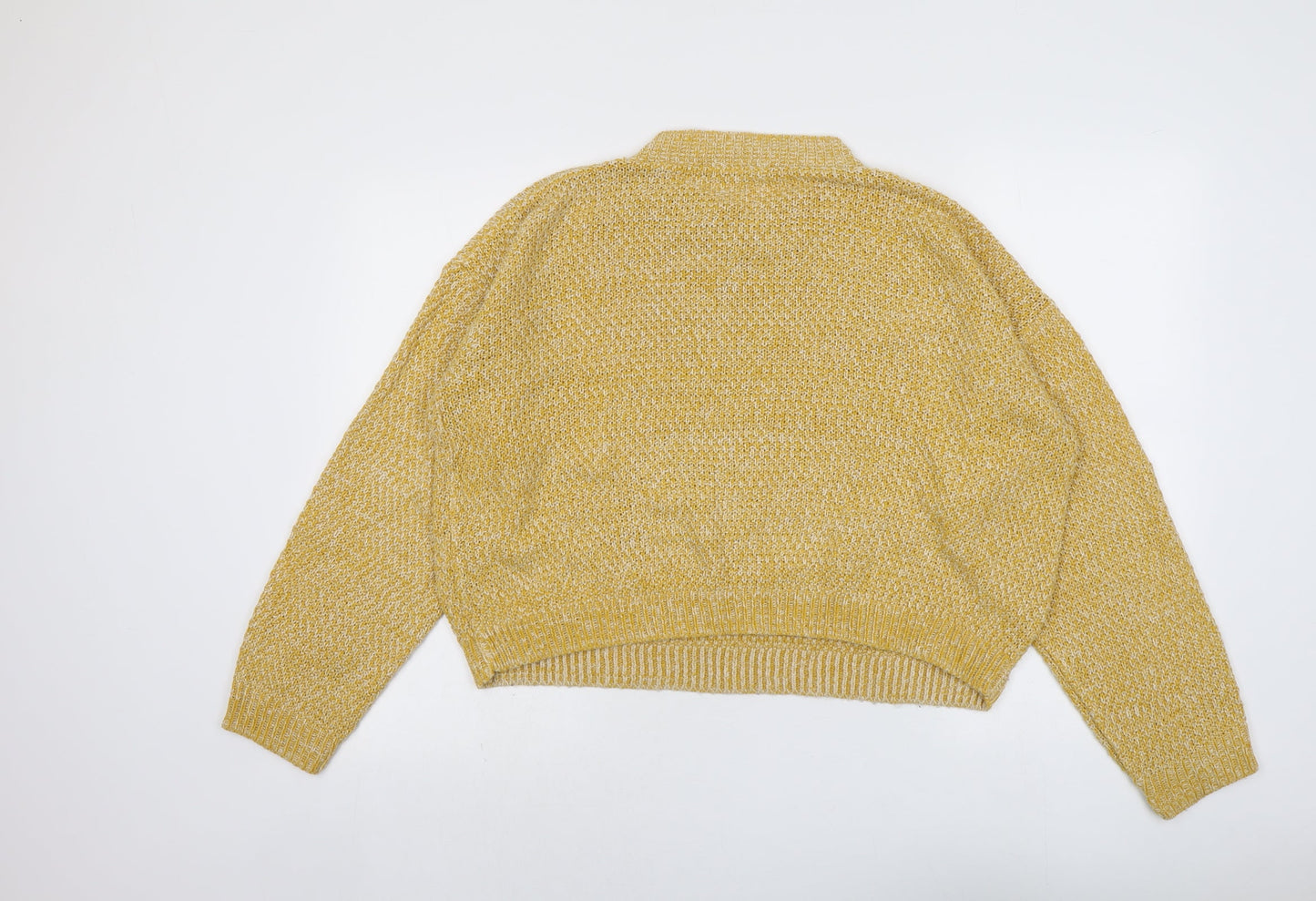 Boohoo Womens Yellow Round Neck Acrylic Pullover Jumper Size M