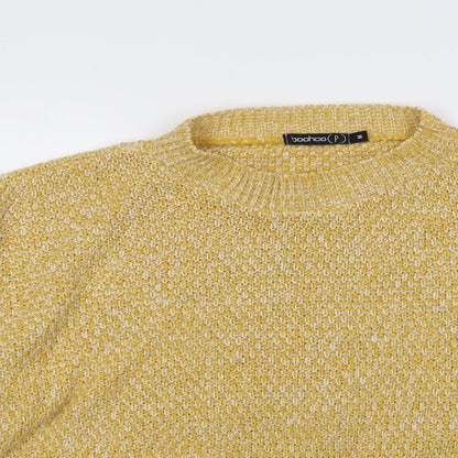 Boohoo Womens Yellow Round Neck Acrylic Pullover Jumper Size M