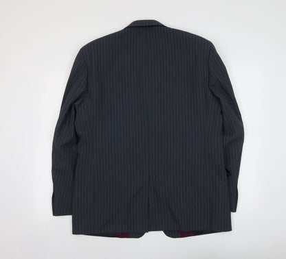 Definitions Mens Grey Striped Polyester Jacket Suit Jacket Size 42 Regular