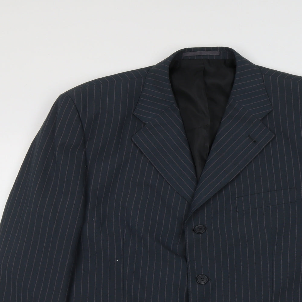 Definitions Mens Grey Striped Polyester Jacket Suit Jacket Size 42 Regular