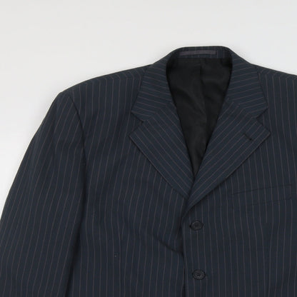 Definitions Mens Grey Striped Polyester Jacket Suit Jacket Size 42 Regular