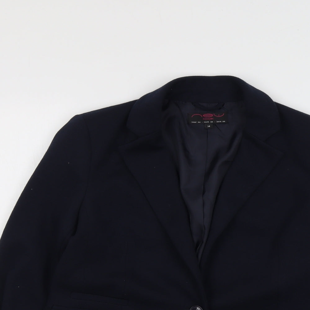 New Look Womens Blue Polyester Jacket Blazer Size 14