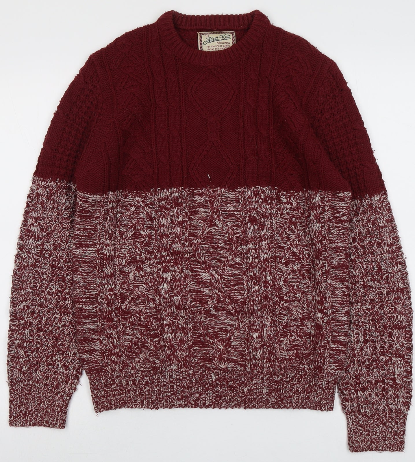 Allcott Knit Womens Red Round Neck Acrylic Pullover Jumper Size S