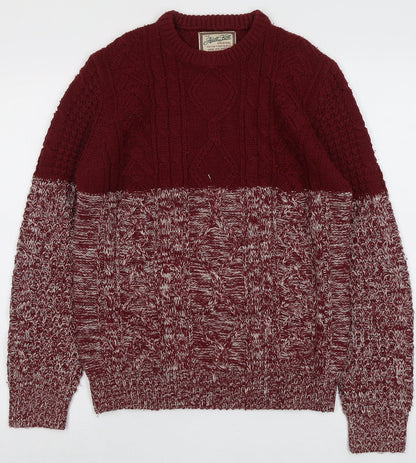 Allcott Knit Womens Red Round Neck Acrylic Pullover Jumper Size S
