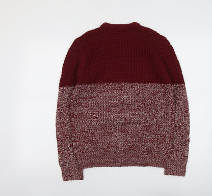 Allcott Knit Womens Red Round Neck Acrylic Pullover Jumper Size S