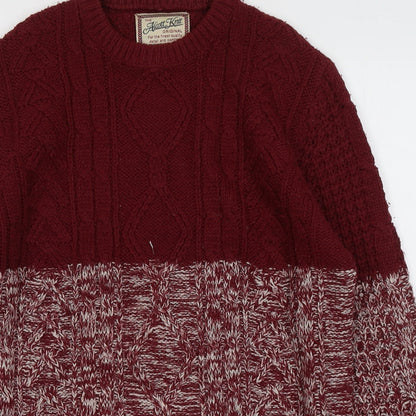 Allcott Knit Womens Red Round Neck Acrylic Pullover Jumper Size S