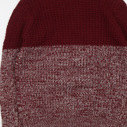Allcott Knit Womens Red Round Neck Acrylic Pullover Jumper Size S