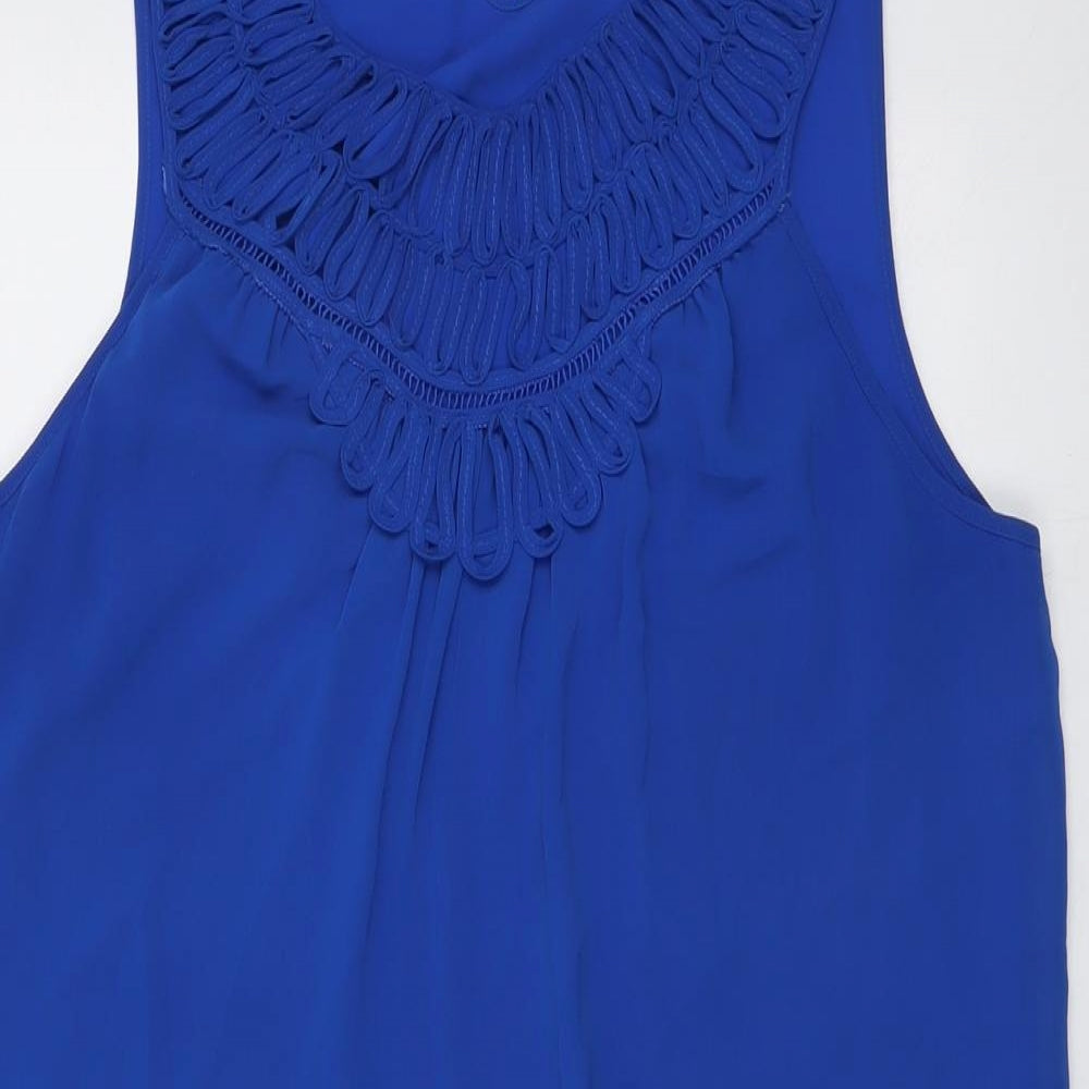 Max Studio Womens Blue Polyester Shift Size XL Round Neck Button