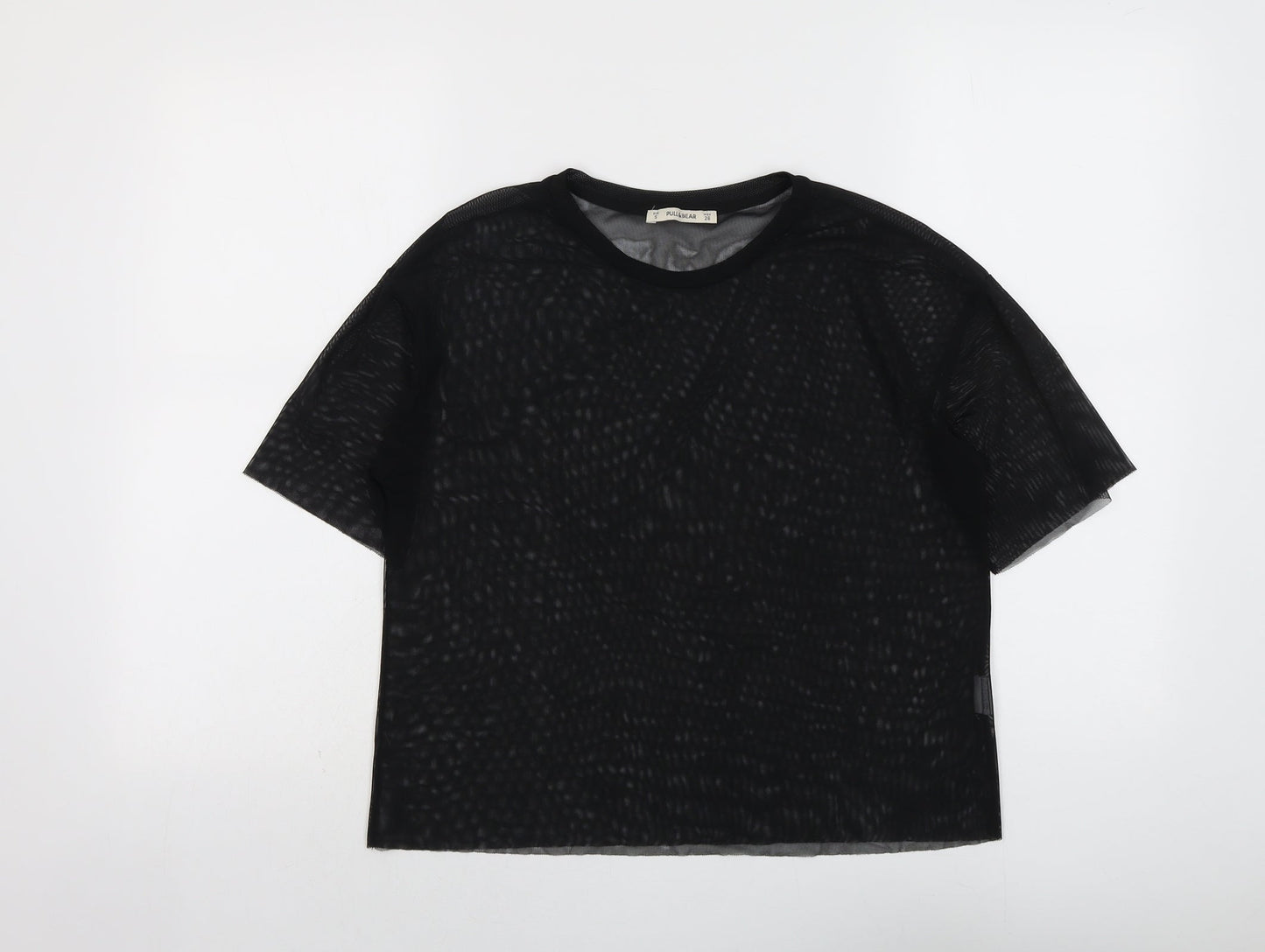 Womens UK Size S Pull&Bear Black Basic T-Shirt