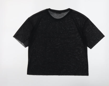 Womens UK Size S Pull&Bear Black Basic T-Shirt