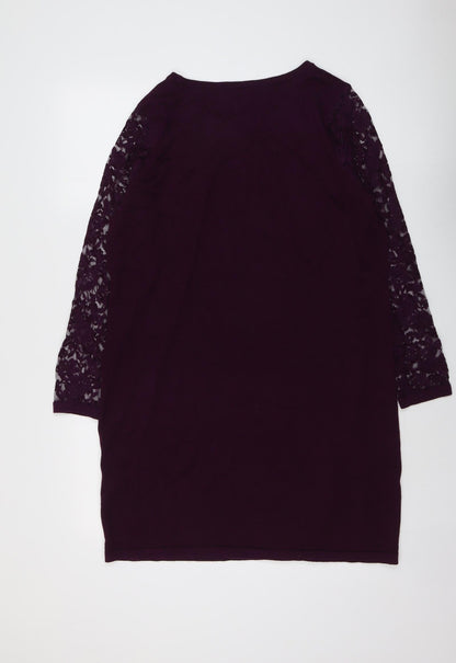Wallis Womens Purple Acrylic A-Line Size L Round Neck Pullover