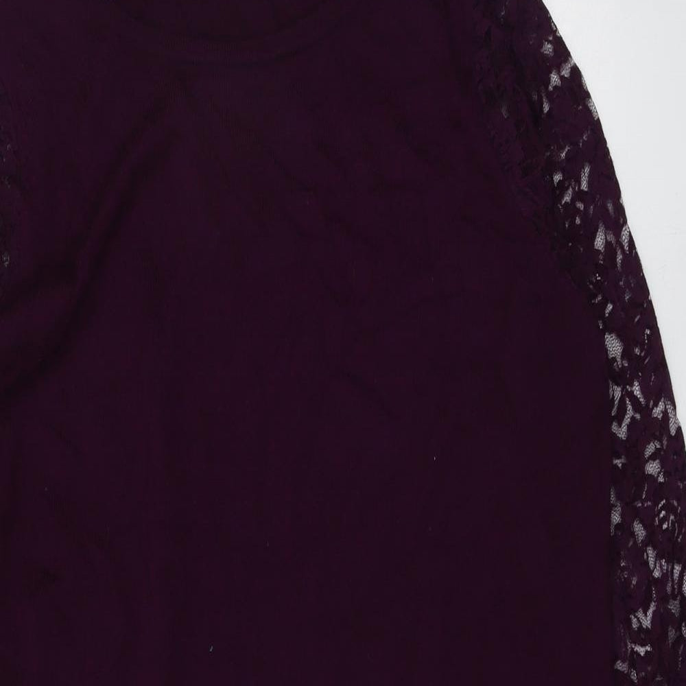 Wallis Womens Purple Acrylic A-Line Size L Round Neck Pullover