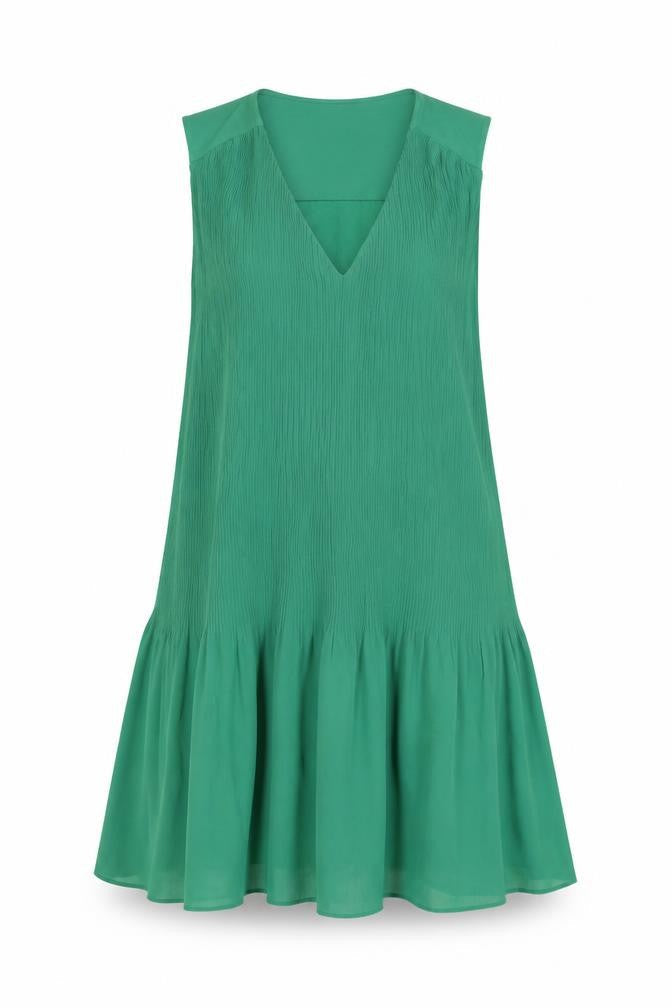 H&M Womens Green Polyester Skater Dress Size S V-Neck Pullover