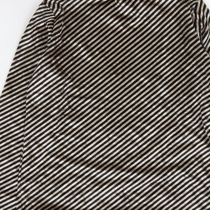 Aikha Womens Black Striped Polyester Basic Blouse Size L Mock Neck