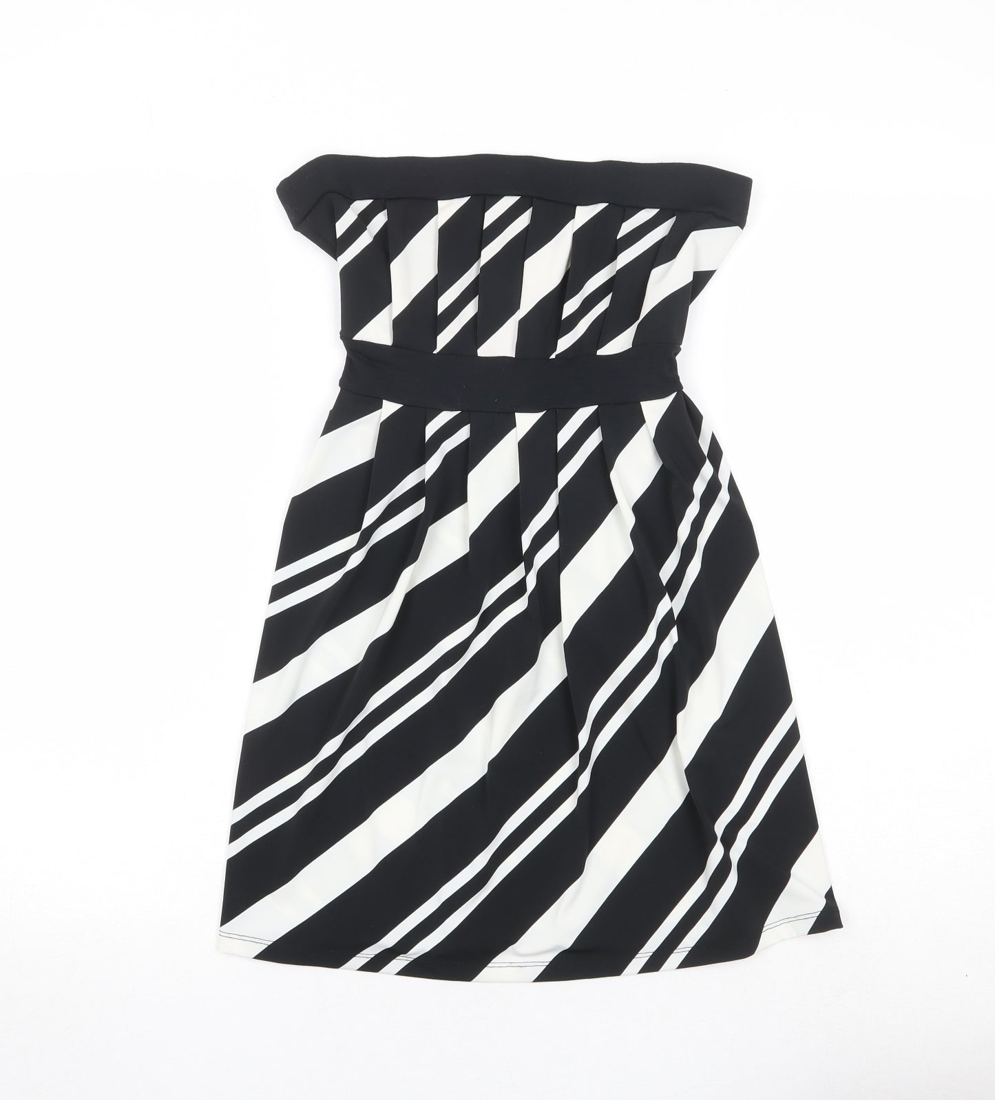 NEXT Womens Black Geometric Polyester Fit & Flare Size 8 Off the Shoulder Pullover