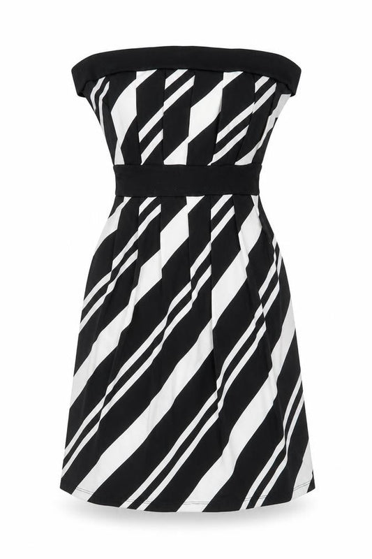 NEXT Womens Black Geometric Polyester Fit & Flare Size 8 Off the Shoulder Pullover