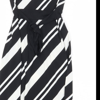 NEXT Womens Black Geometric Polyester Fit & Flare Size 8 Off the Shoulder Pullover