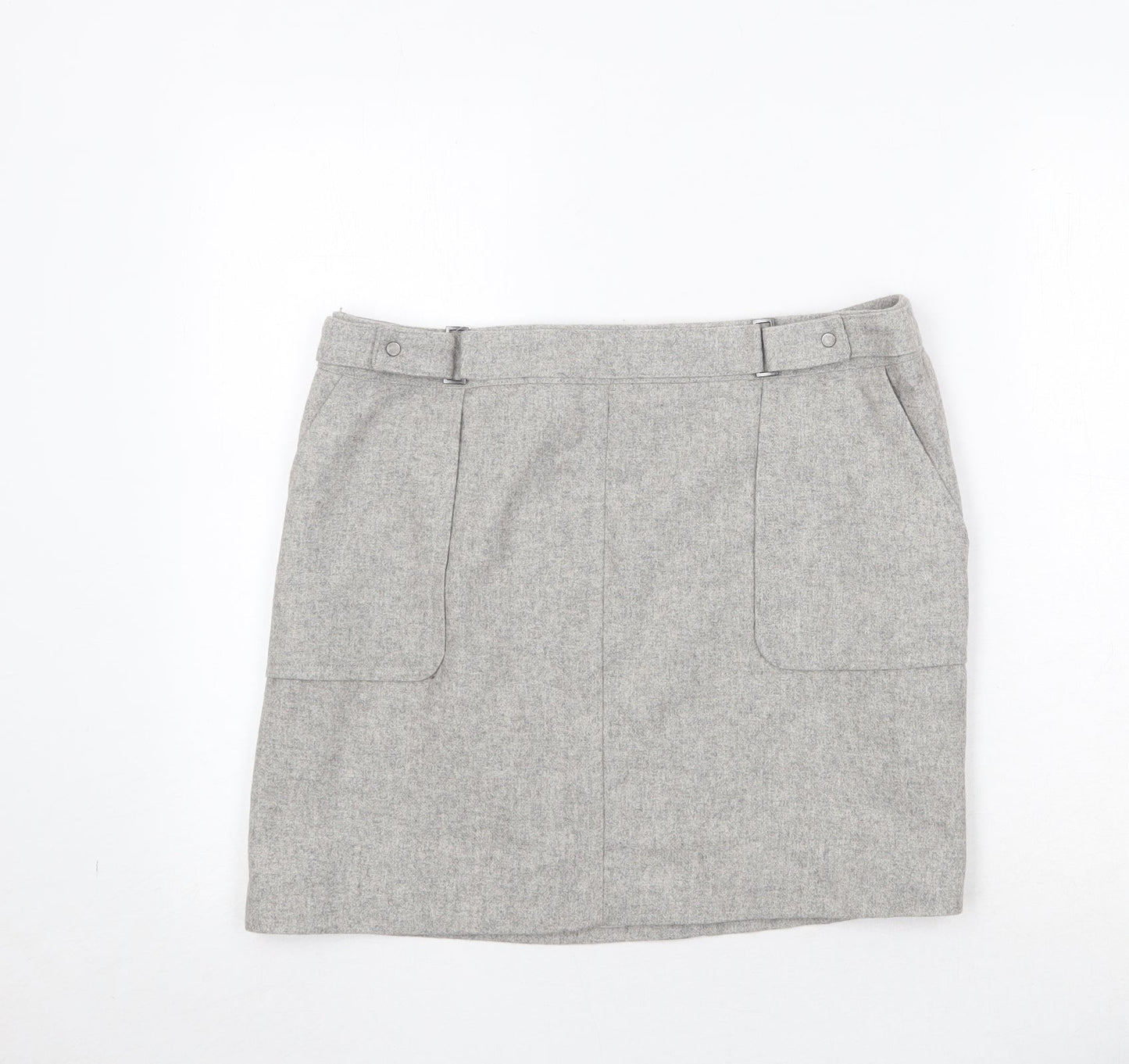 Mint Velvet Womens Grey Wool A-Line Skirt Size 14 Zip