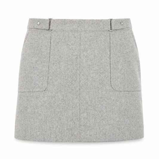 Mint Velvet Womens Grey Wool A-Line Skirt Size 14 Zip