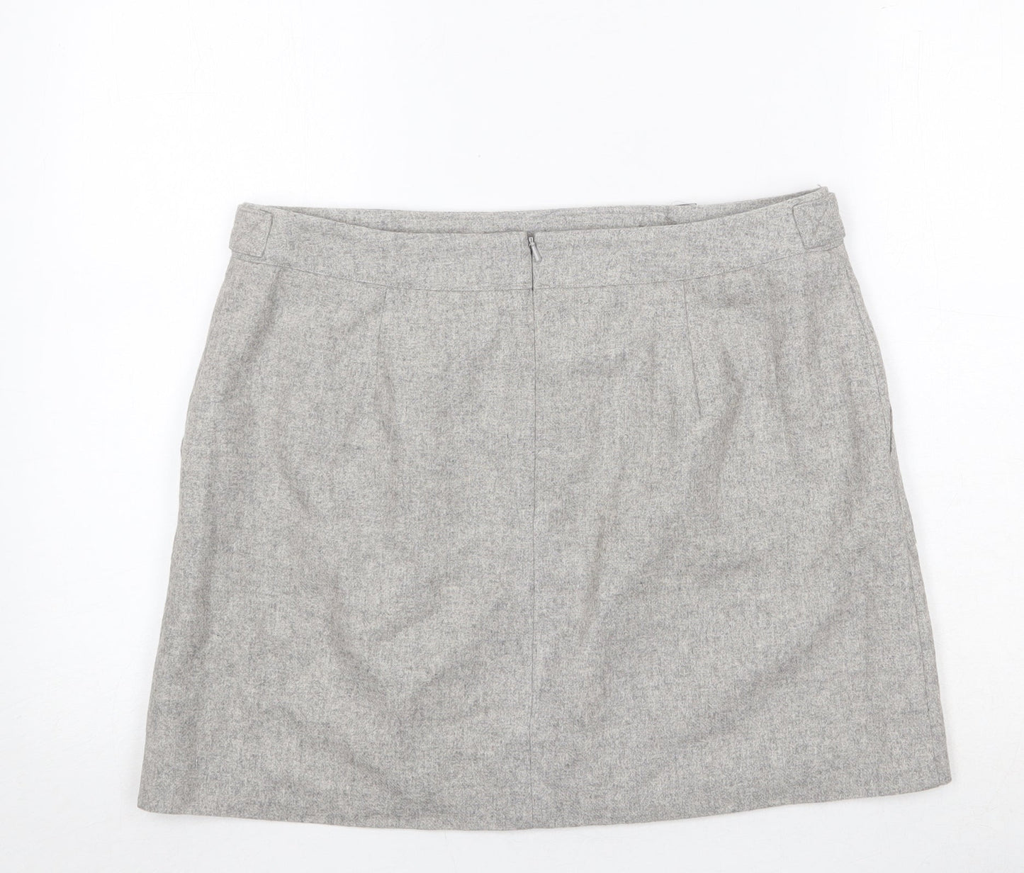 Mint Velvet Womens Grey Wool A-Line Skirt Size 14 Zip