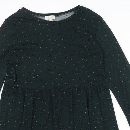 Stella Morgan Womens Green Polka Dot Polyester Skater Dress Size 12 Round Neck Pullover
