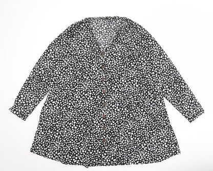 Missguided Womens Black Geometric Polyester Trapeze & Swing Size 16 V-Neck Button