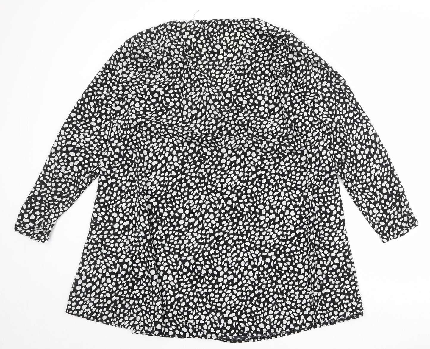 Missguided Womens Black Geometric Polyester Trapeze & Swing Size 16 V-Neck Button