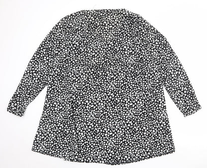 Missguided Womens Black Geometric Polyester Trapeze & Swing Size 16 V-Neck Button