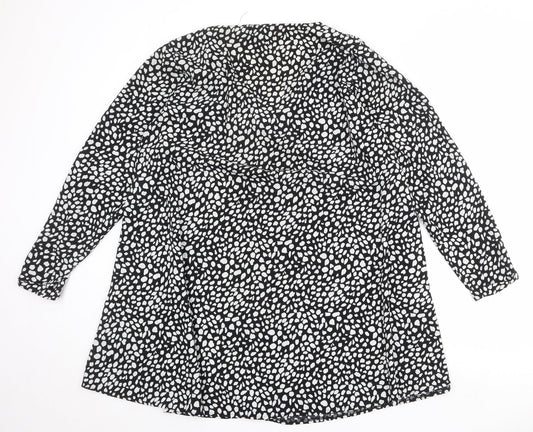 Missguided Womens Black Geometric Polyester Trapeze & Swing Size 16 V-Neck Button