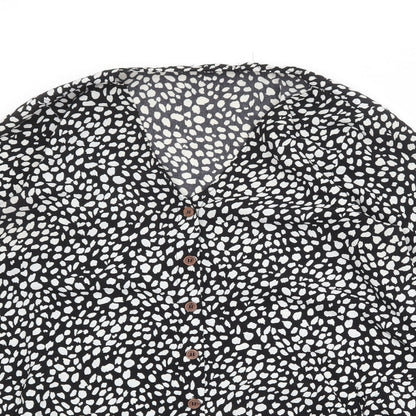 Missguided Womens Black Geometric Polyester Trapeze & Swing Size 16 V-Neck Button