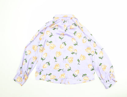 Womens UK Size S Zara Purple Basic Button-Up