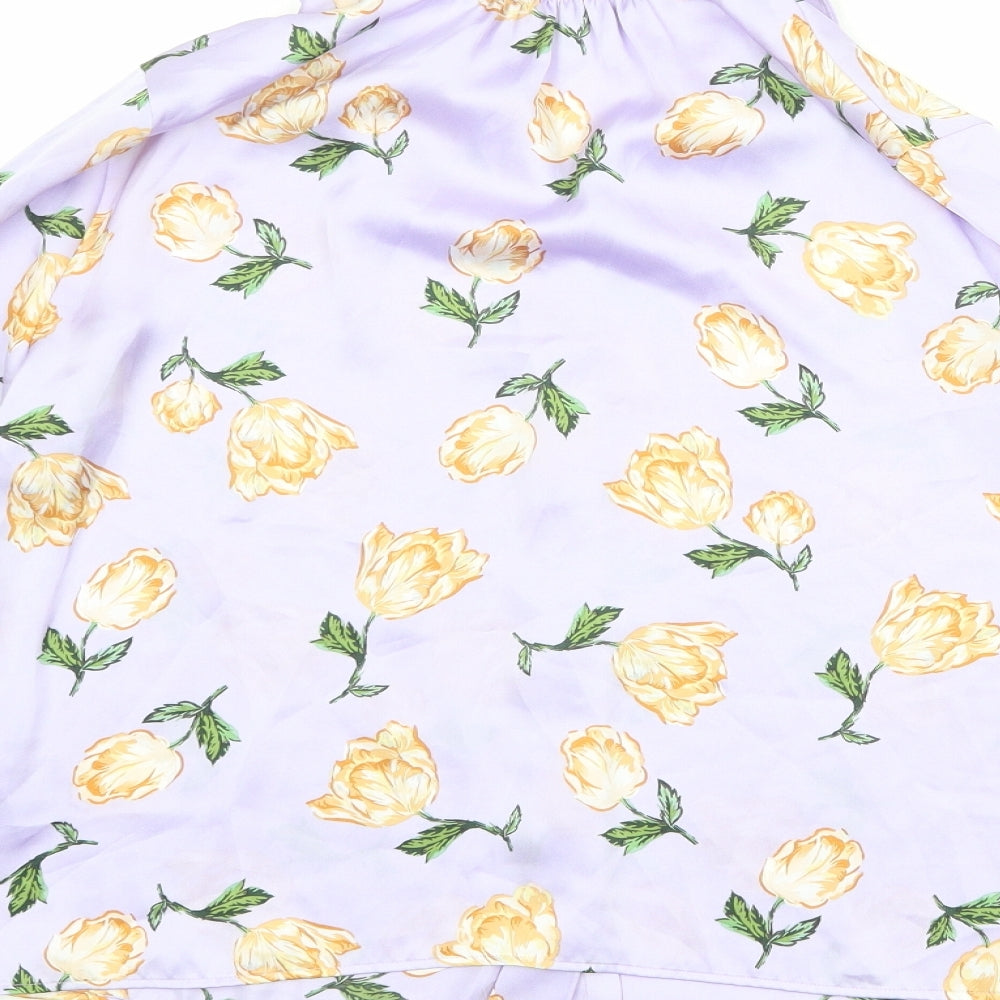 Womens UK Size S Zara Purple Basic Button-Up