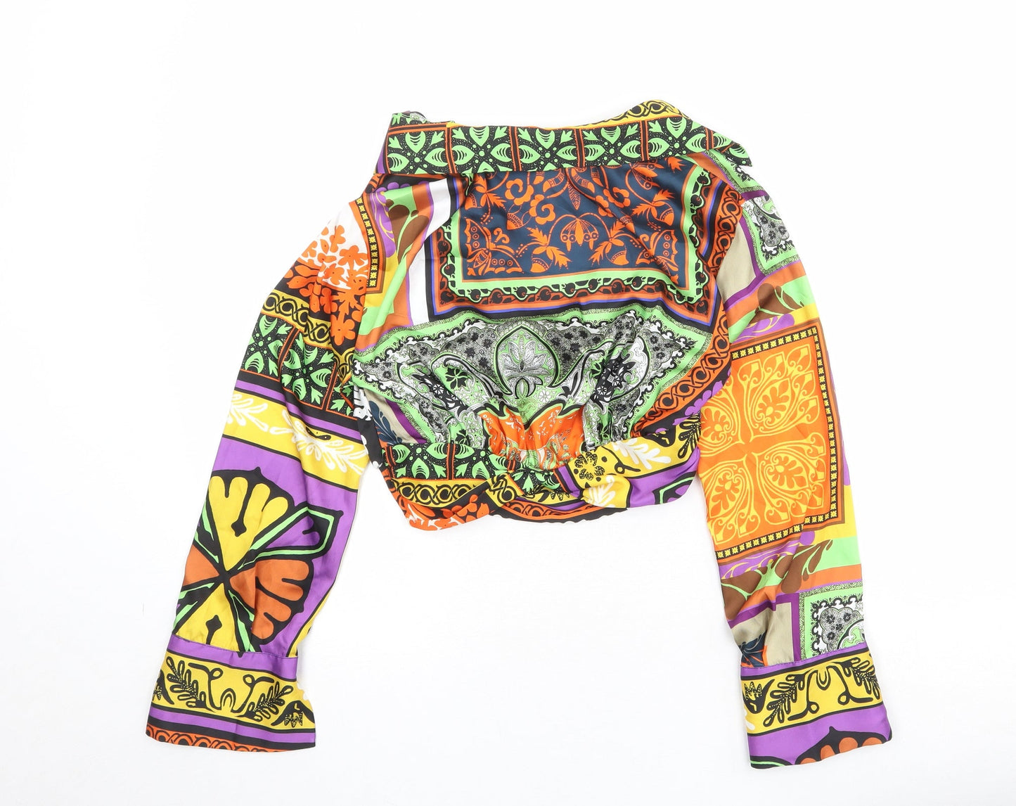 Womens UK Size S Zara Multicoloured Cropped Blouse