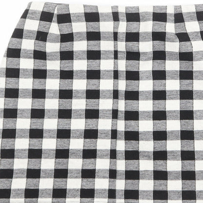 Miss Selfridge Womens Black Check Polyester A-Line Skirt Size 8